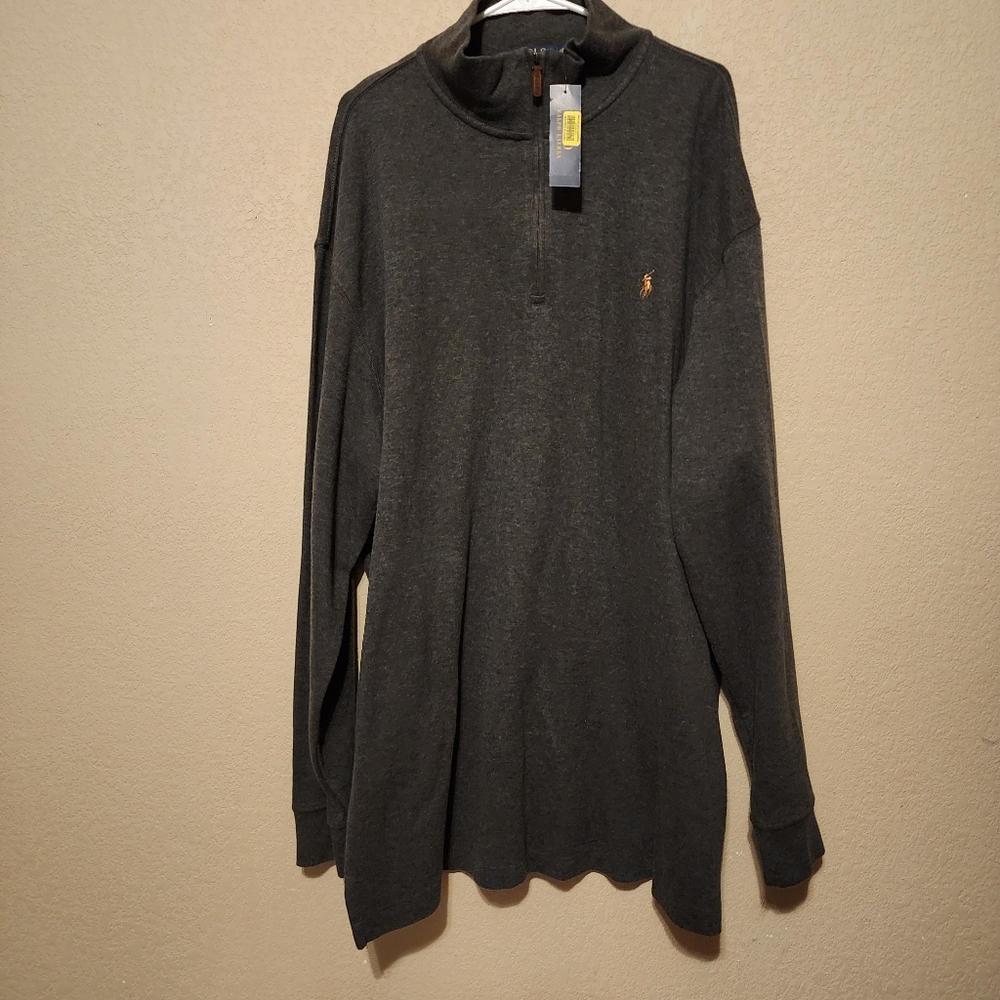 NWT Polo Ralph Lauren Men’s B&T Quarter Zip Pull Over Size 2XLT Heather Gray